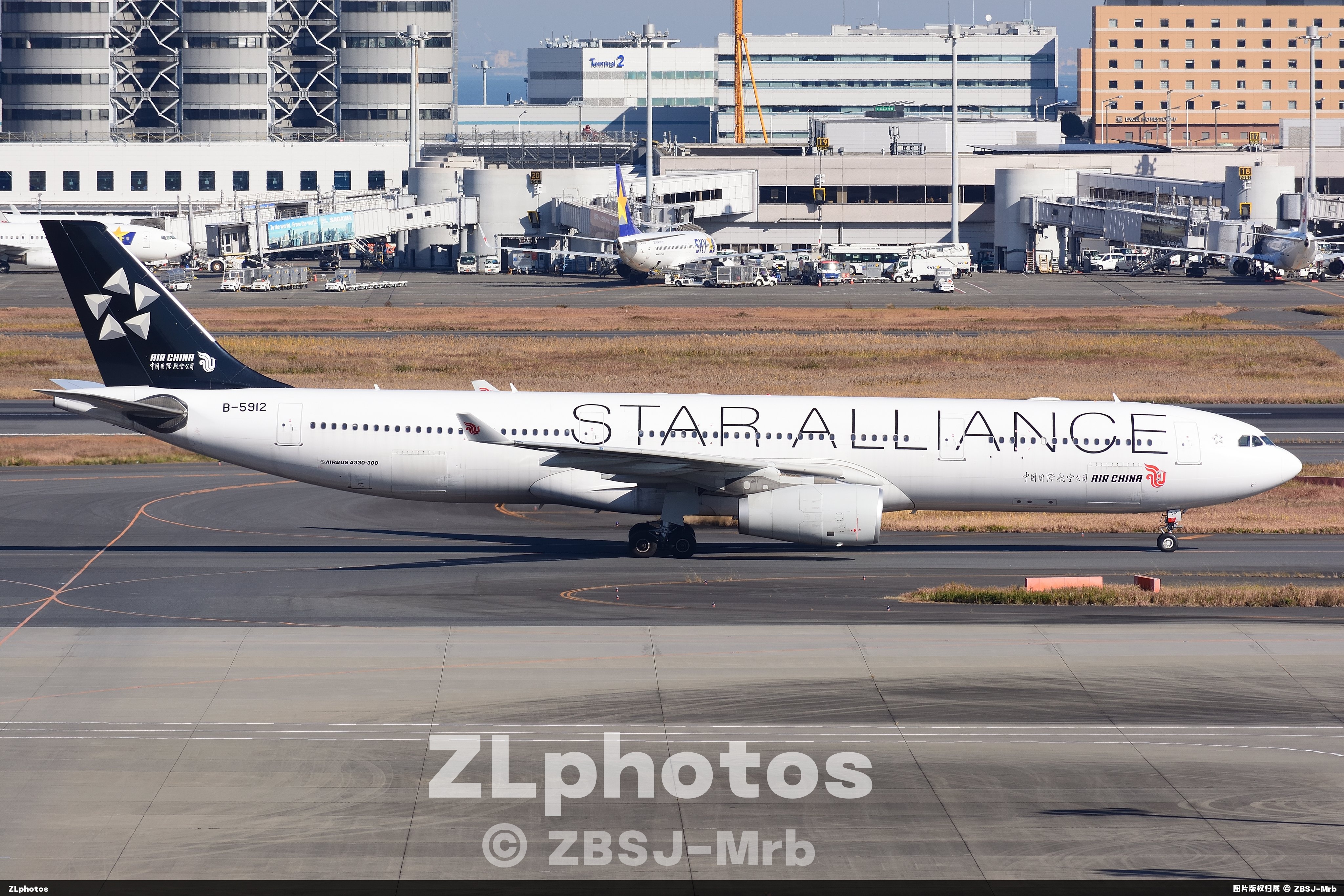 星盟涂装A330滑行在羽田机场